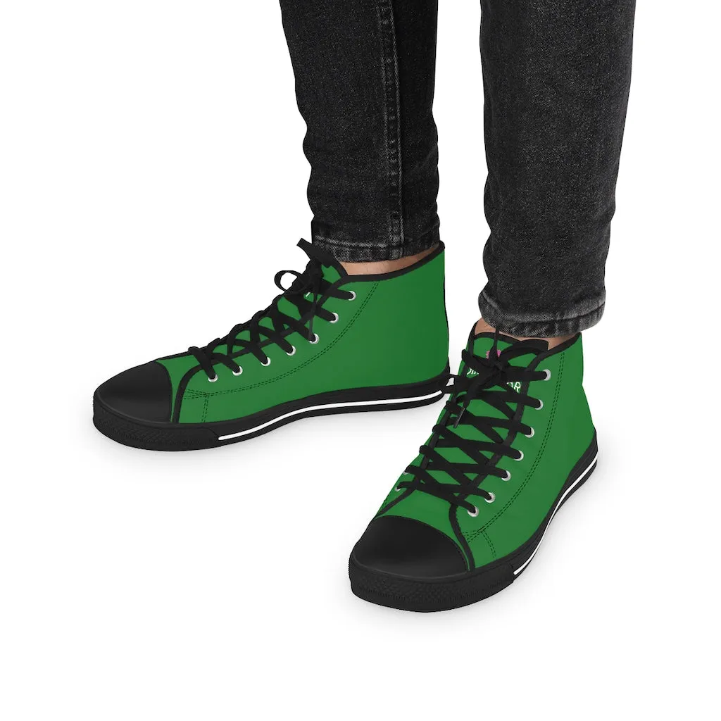 Emerald Green Men's High Tops, Green Men's Solid Color Best High Top Sneakers (US Size: 5-14)