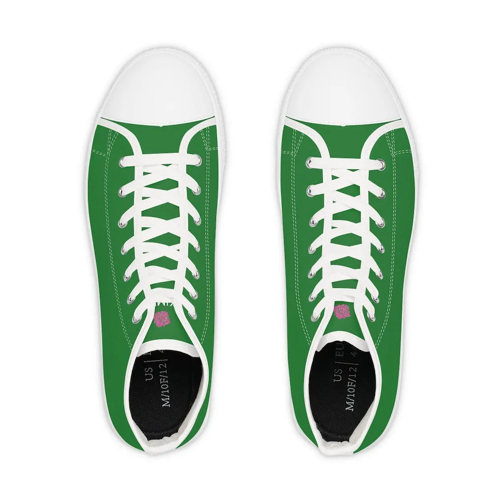 Emerald Green Men's High Tops, Green Men's Solid Color Best High Top Sneakers (US Size: 5-14)