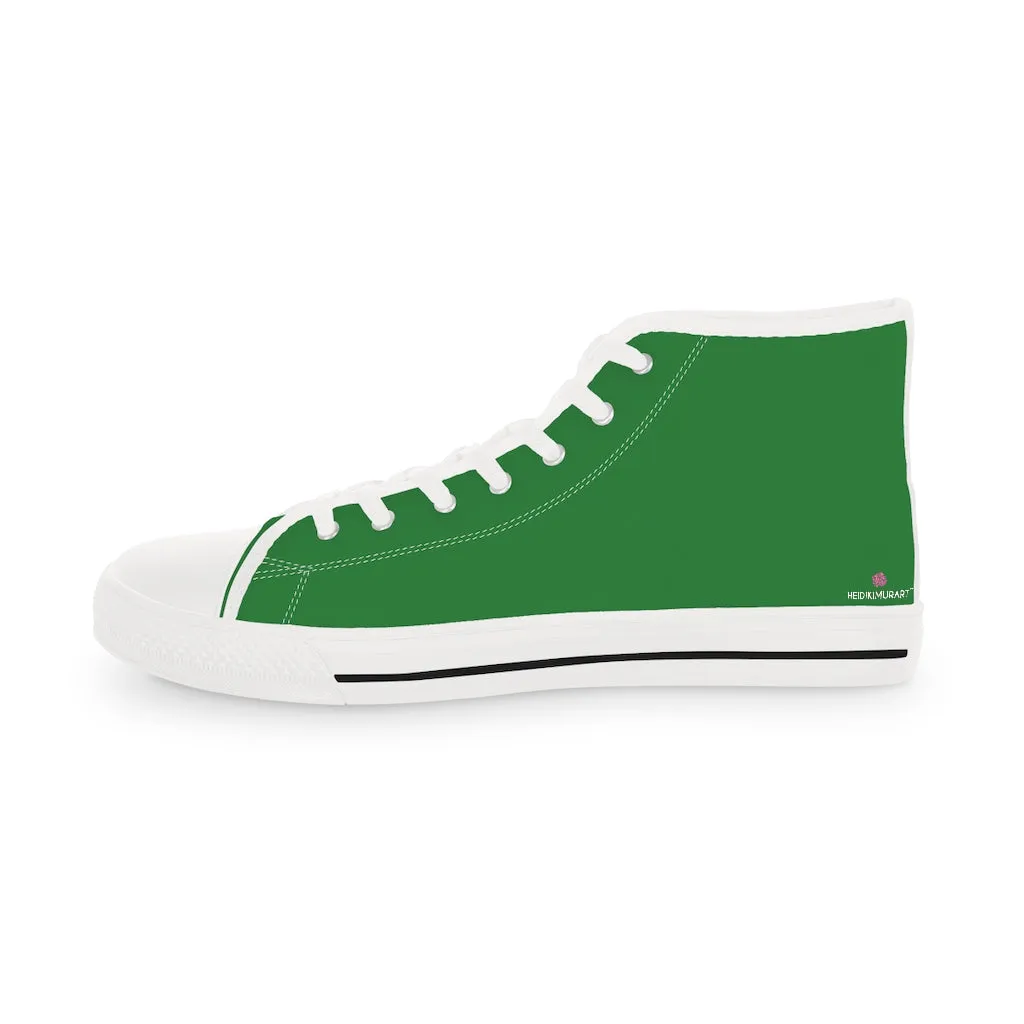 Emerald Green Men's High Tops, Green Men's Solid Color Best High Top Sneakers (US Size: 5-14)