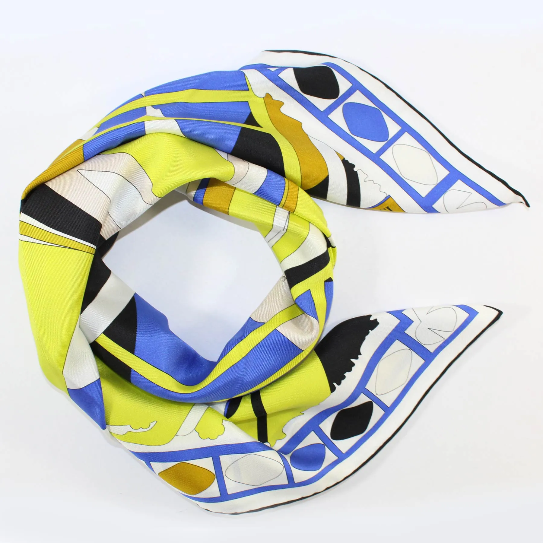 Emilio Pucci Silk Scarf Royal Blue Lime Design SALE