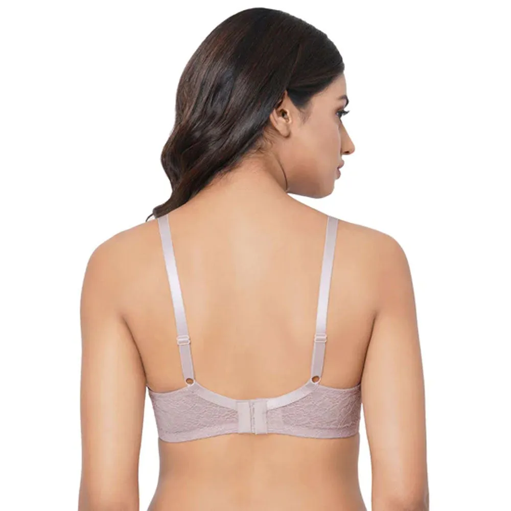 Emma Lace Padded Non-wired 3/4th Cup Bridal Wear Medium coverage Lace Bra - Light Purple