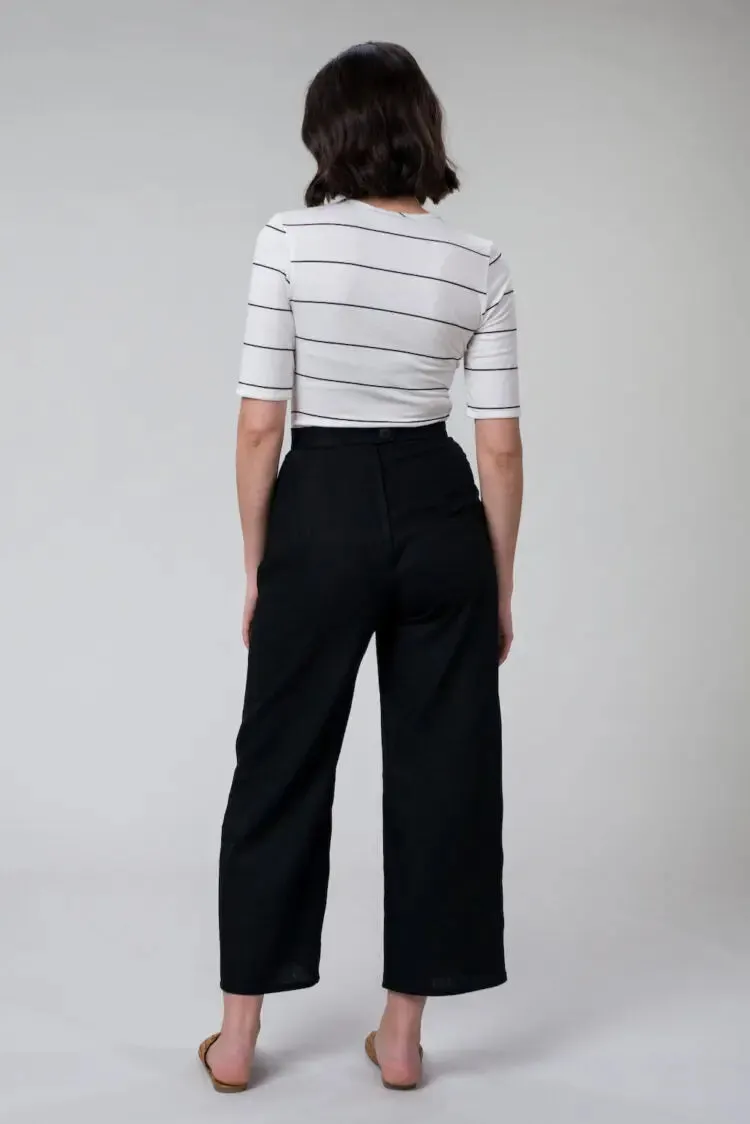 Emma linen pants in black by Wilga Clothing