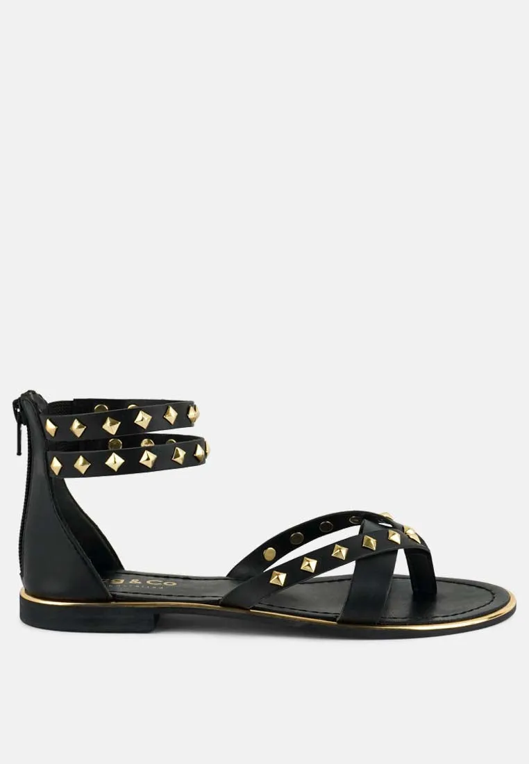 Emmeth Studs Embellished Flat Sandals