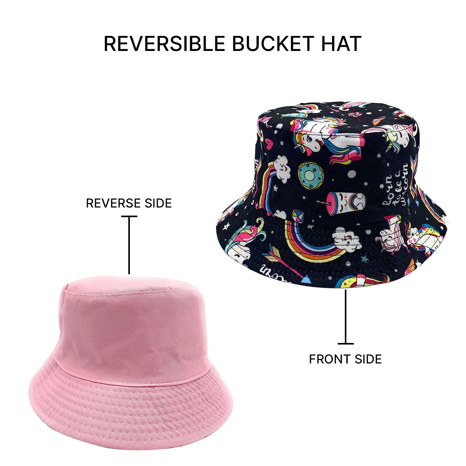 Empire Cove Kids Unicorns Bucket Hat Reversible Fisherman Cap Girls Summer Beach