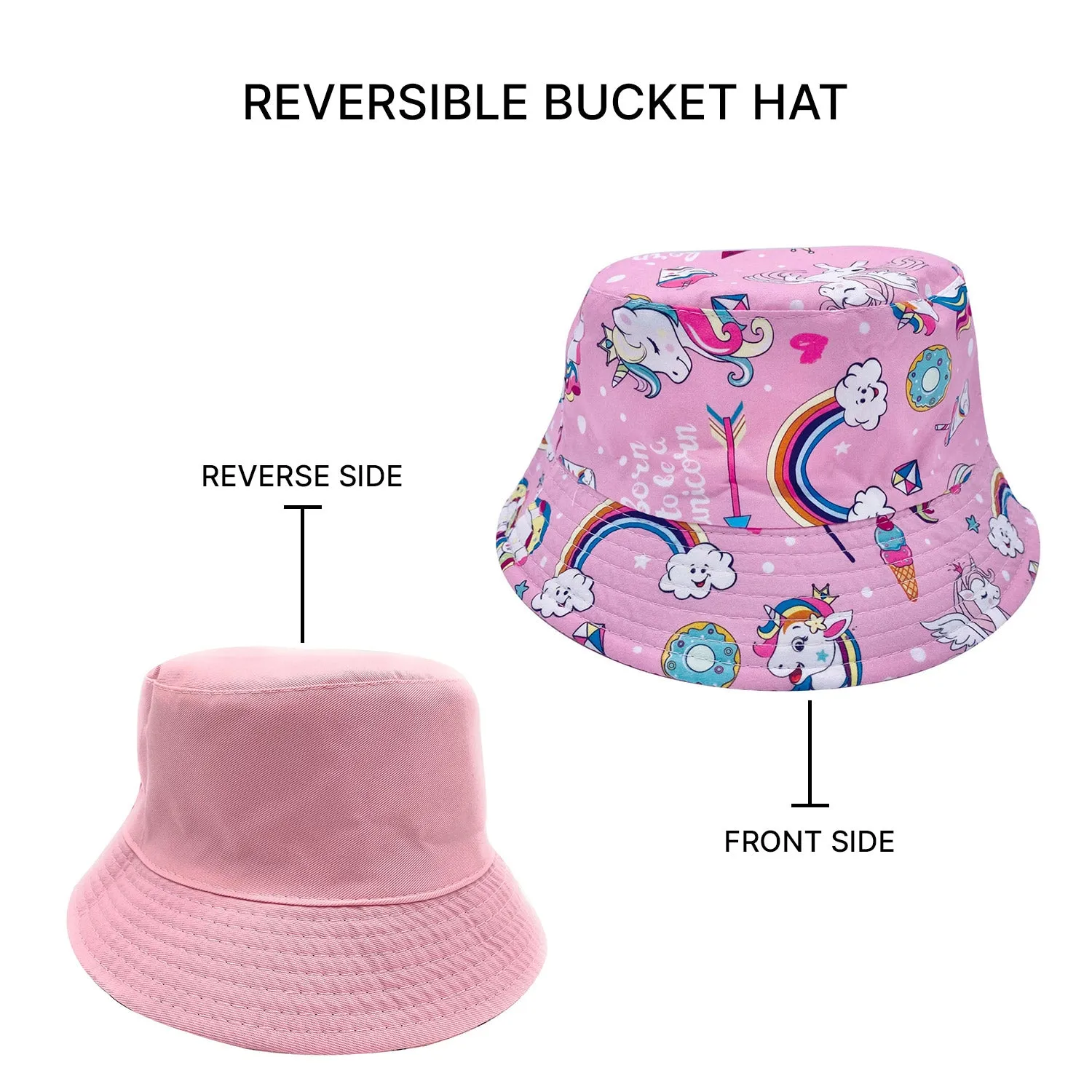 Empire Cove Kids Unicorns Bucket Hat Reversible Fisherman Cap Girls Summer Beach