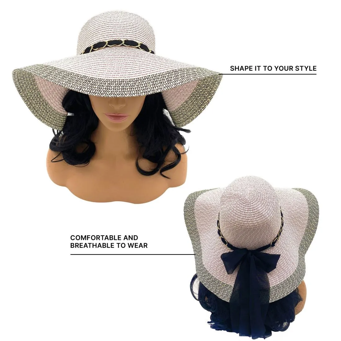 Empire Cove Womens Wide Brim Straw Hat Floppy Sun Hat Panama Fedora Summer