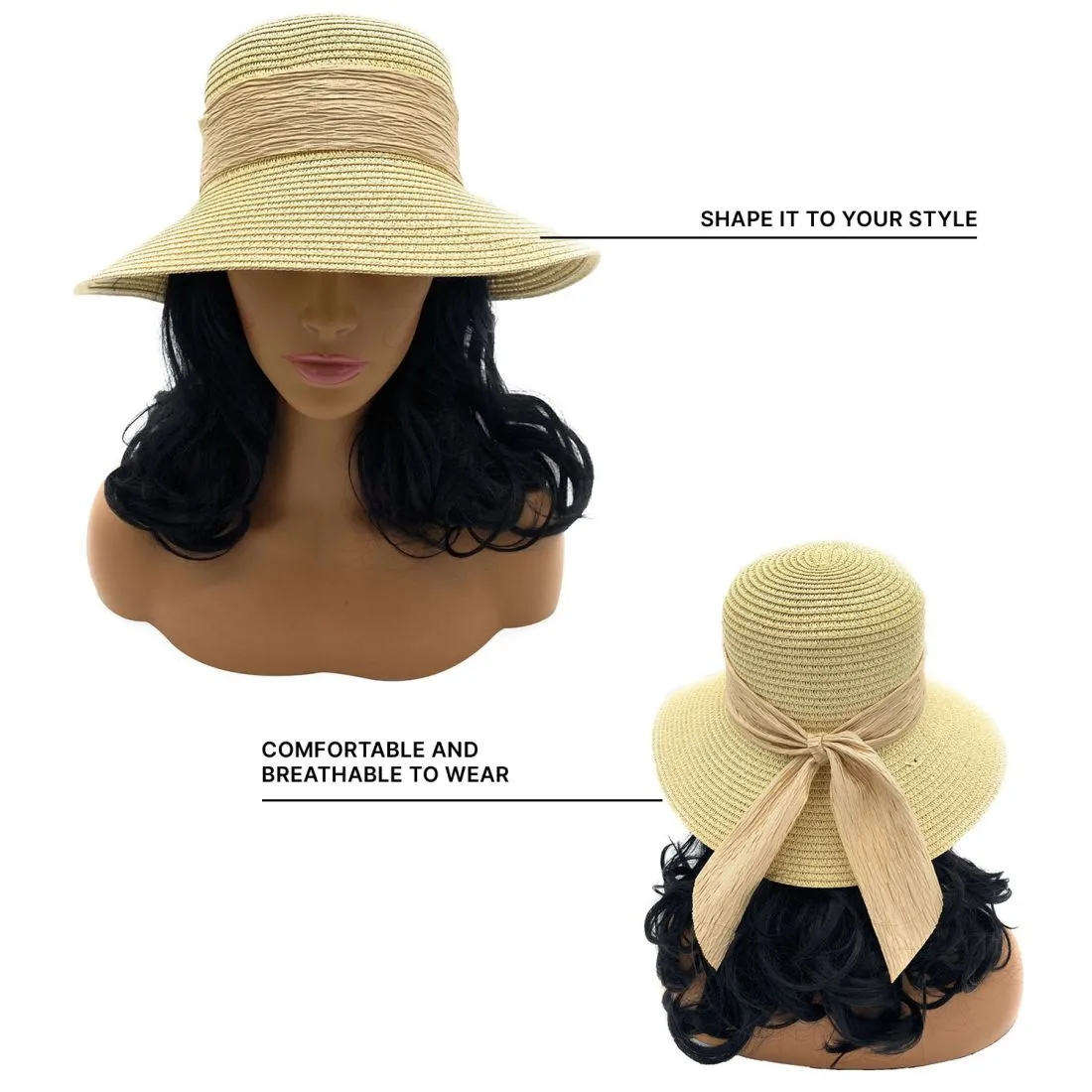 Empire Cove Womens Wide Brim Straw Hat Floppy Sun Hat Panama Fedora Summer