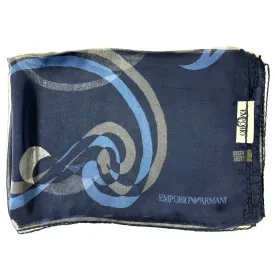 Emporio Armani Scarf Midnight Blue Design - Lightweight Silk Shawl FINAL SALE