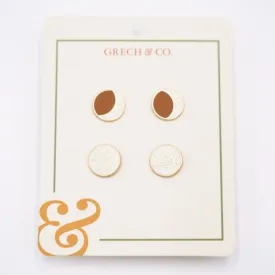 Enamel Earrings Set of 2-Moon and Sun