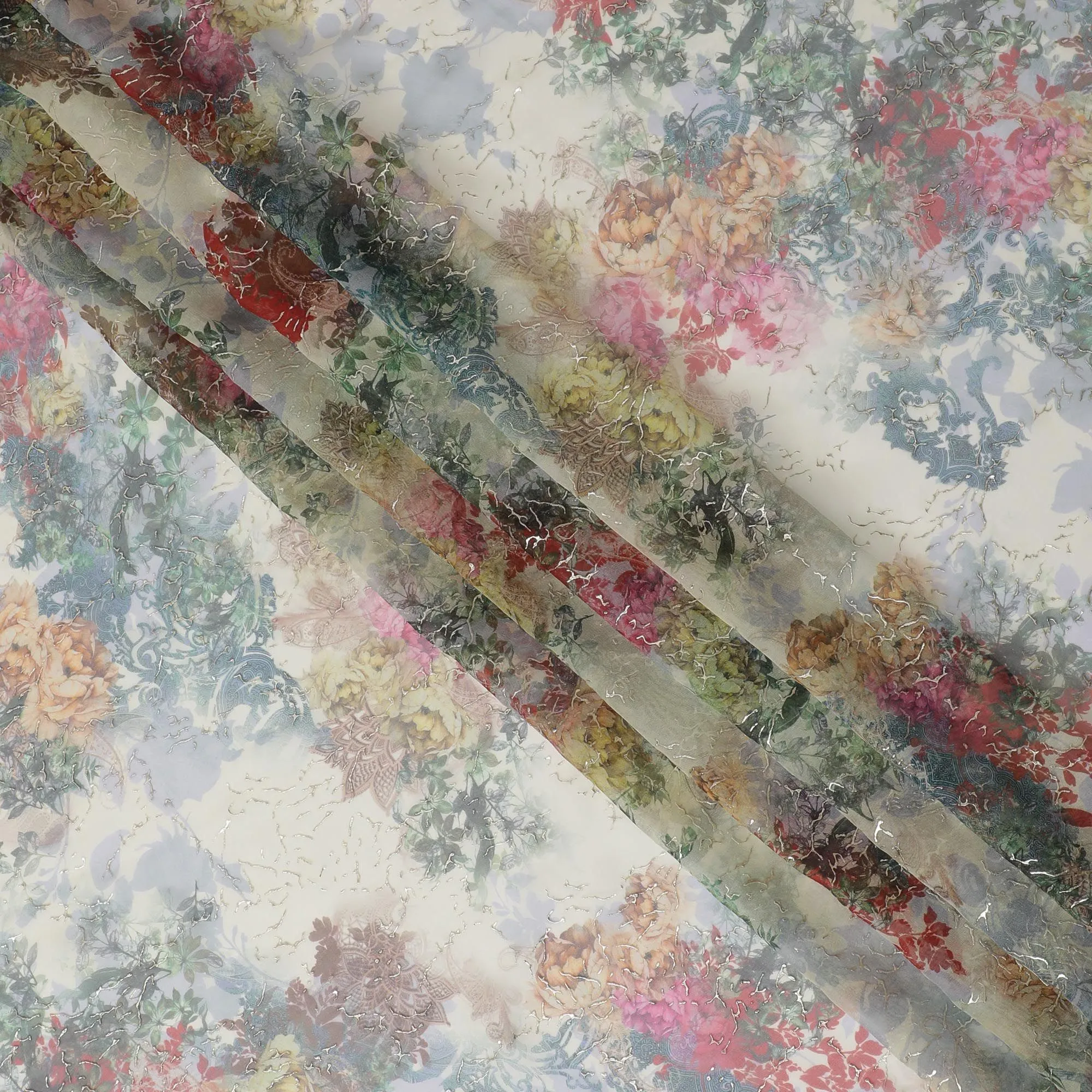 Enchanted Garden Jacquard Silk Chiffon, 110cm - Buy Online-D18377