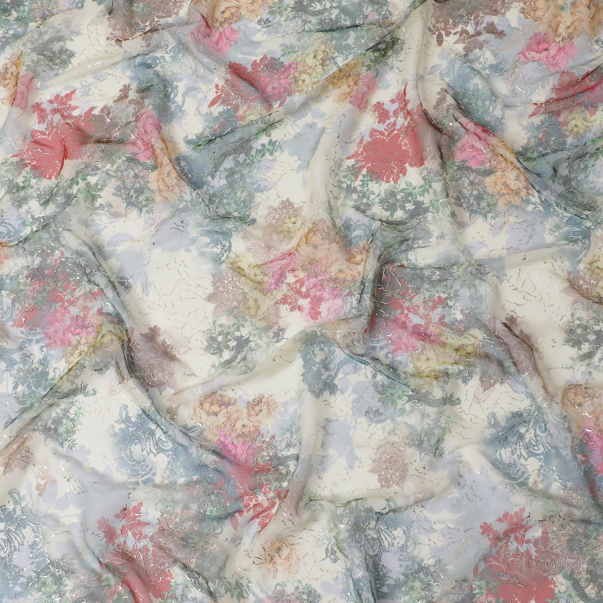 Enchanted Garden Jacquard Silk Chiffon, 110cm - Buy Online-D18377