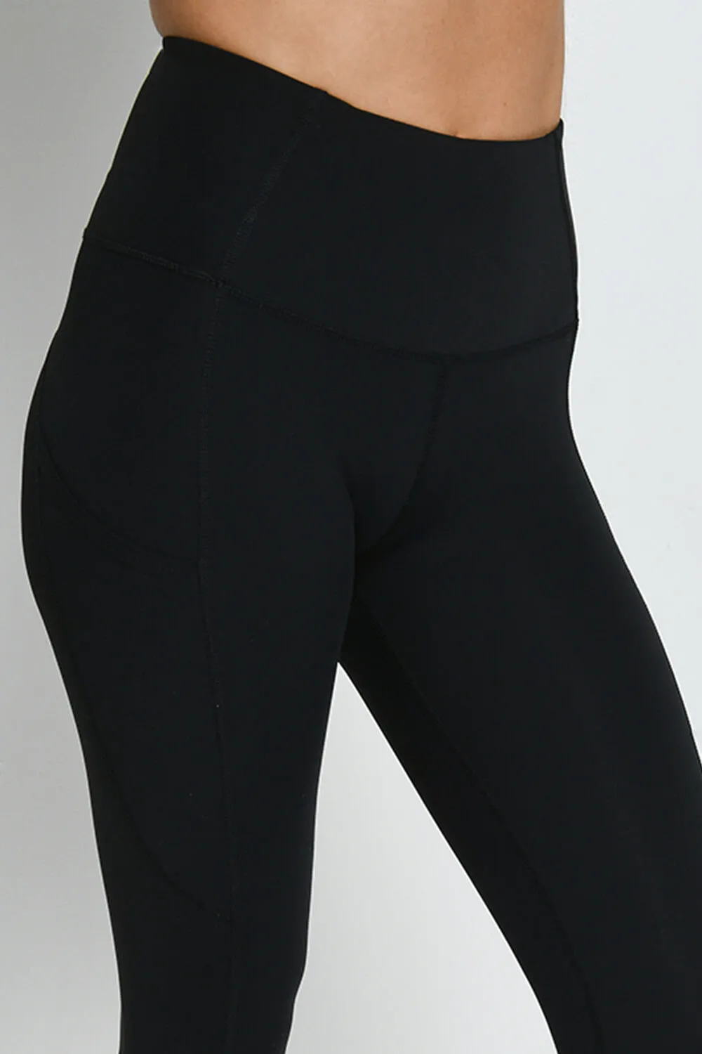 Energise Cropped High Waisted Gym Leggings - Midnight Black