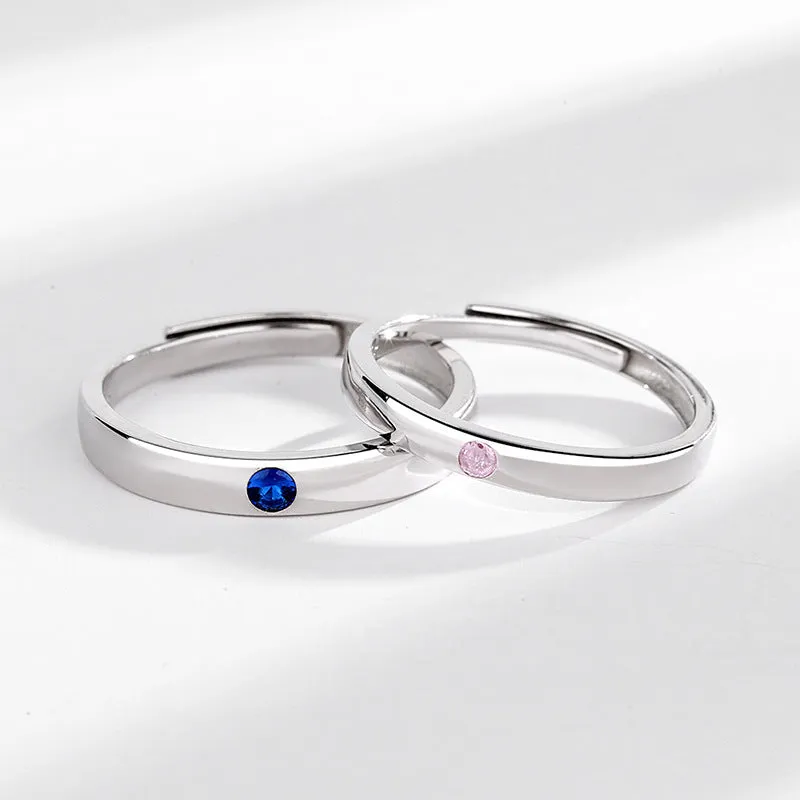 Engraved Minimalist Couple Promise Rings Set