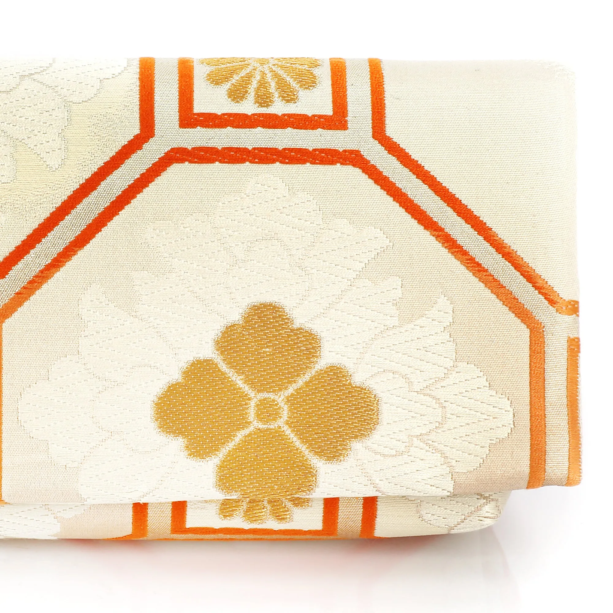 Envelope Clutch Bag with Chrysanthemums on Ivory | Upcycled Kimono Obi Silk