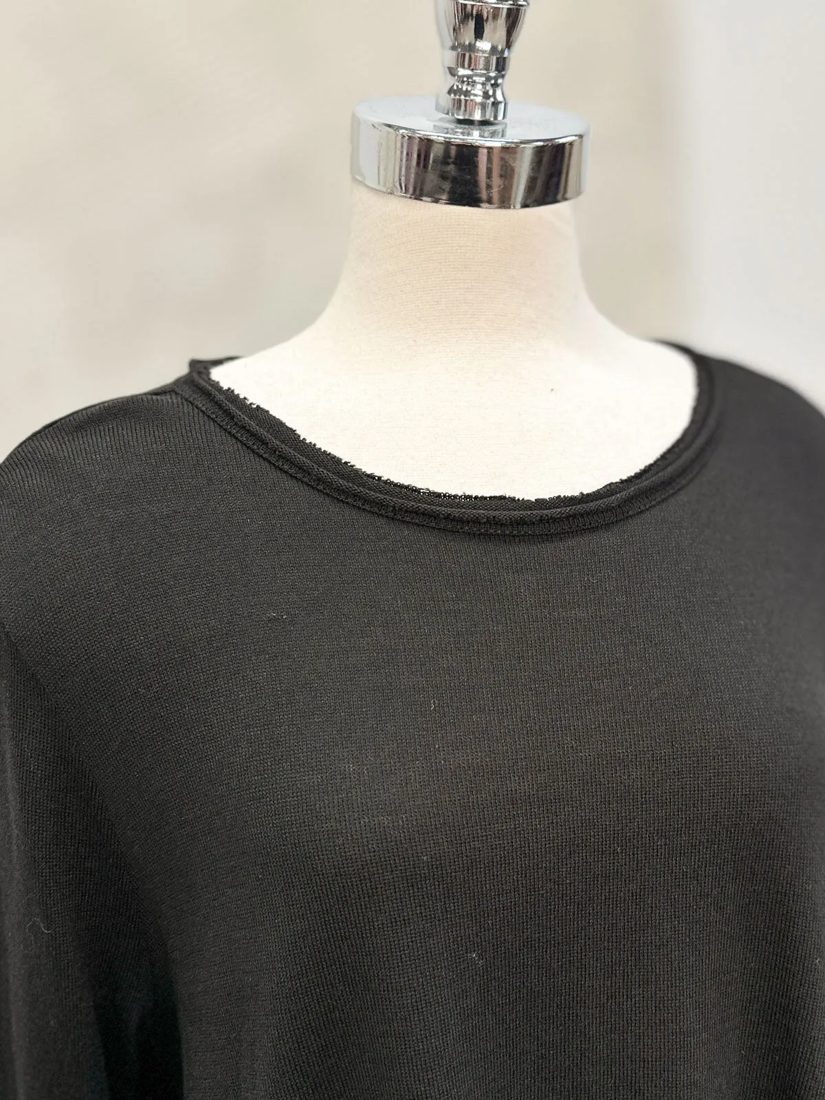 Envelope Hem Flared Sweater Top, Black