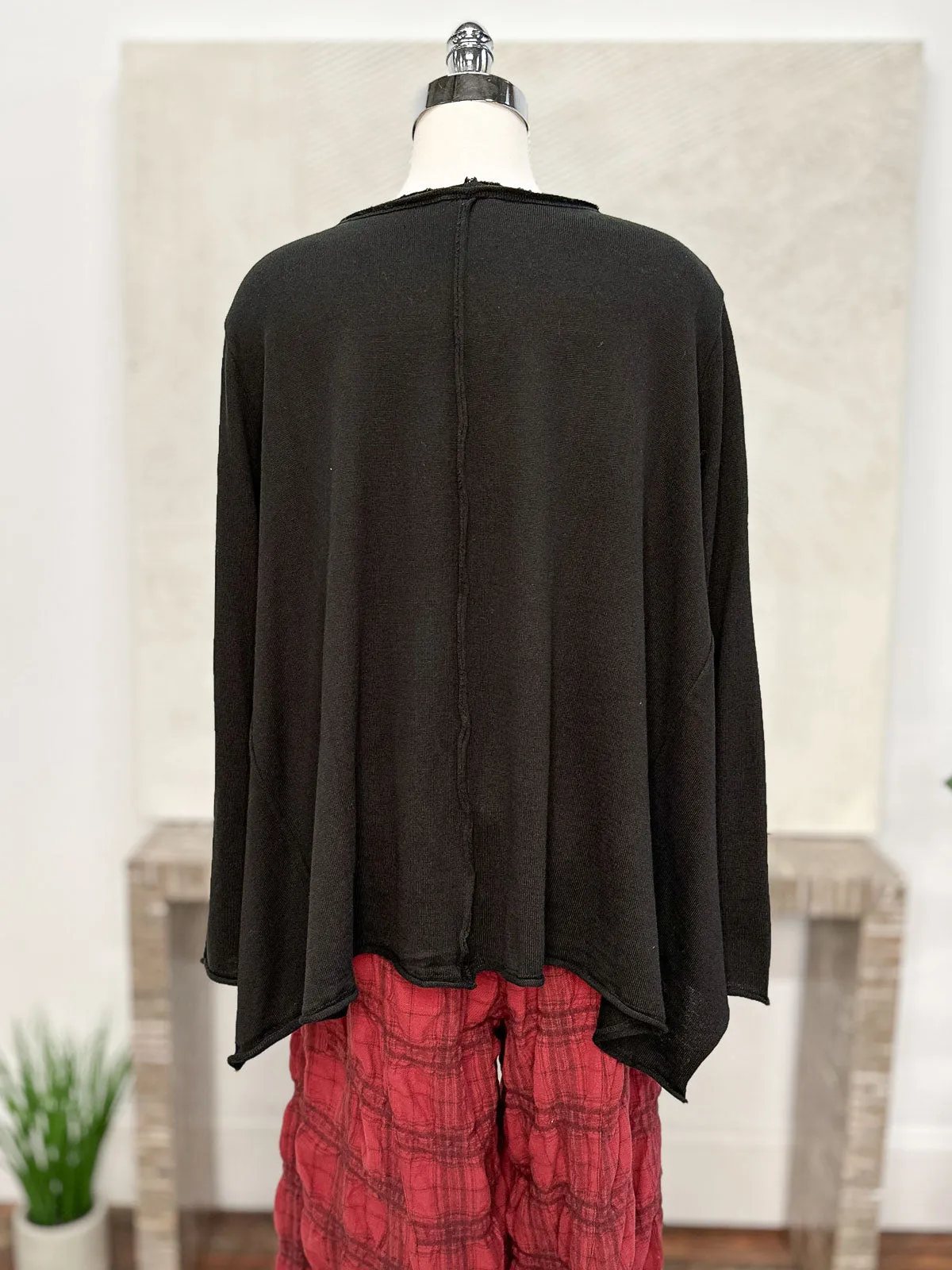 Envelope Hem Flared Sweater Top, Black