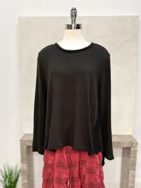 Envelope Hem Flared Sweater Top, Black