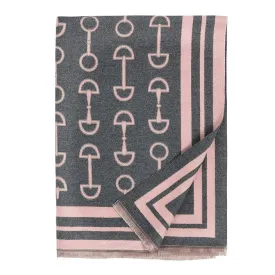 Equestrian Scarf/Shawl - Pink & Grey