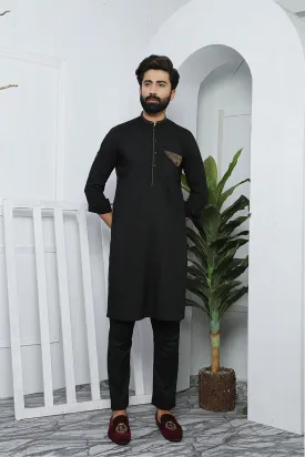 ER 495 Black Copper Kurta Pajama For Men