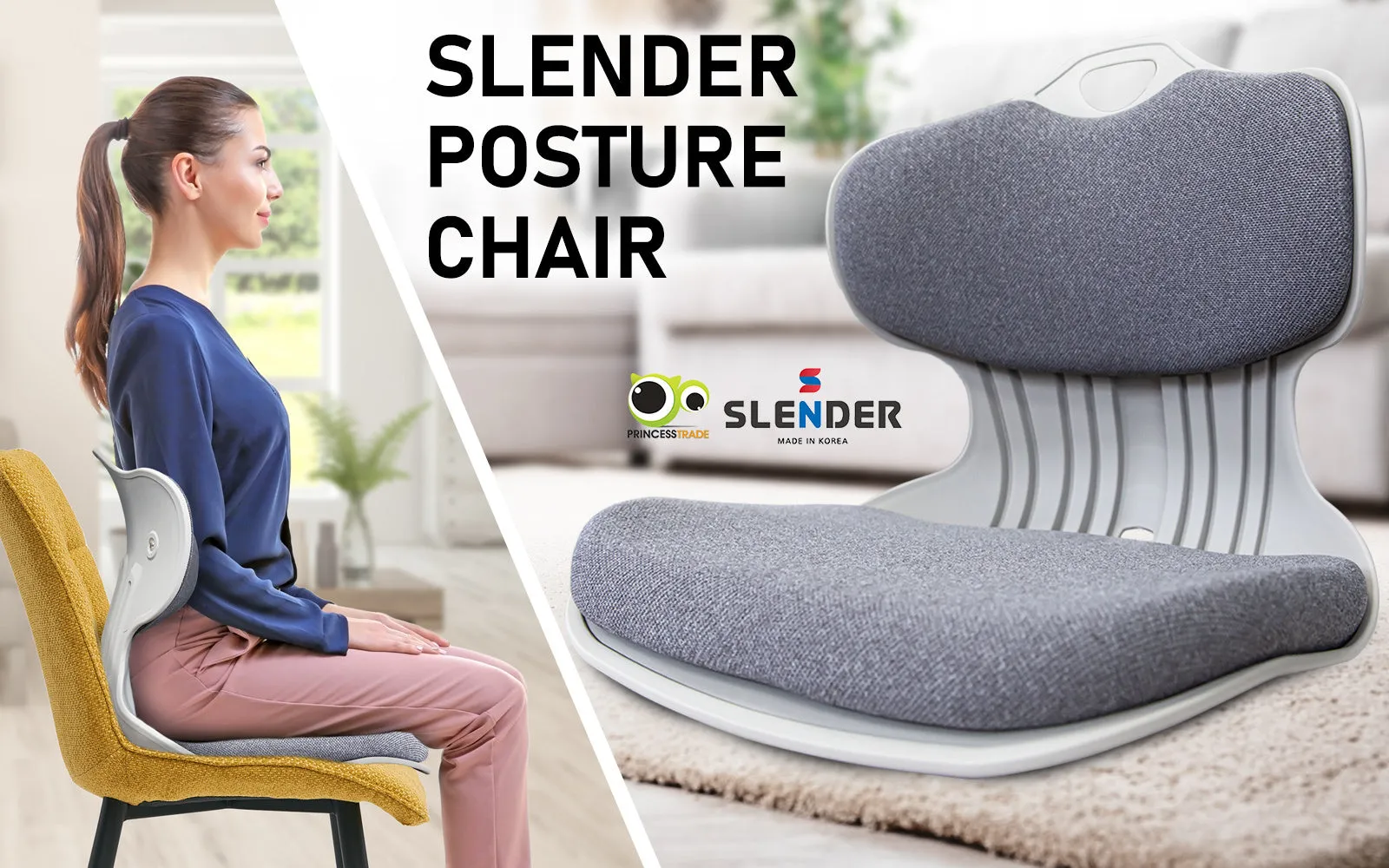 Ergonomic Posture Correction Slender Chair, Grey - Samgong