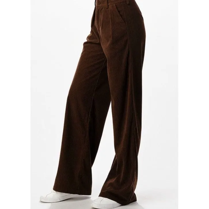 Erin Brown Corduroy Wide Leg Pant