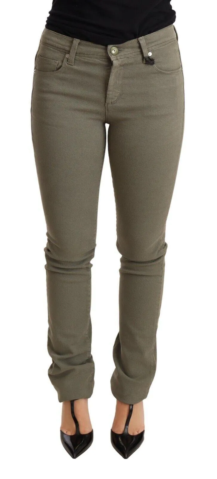 Ermanno Scervino Green Low Waist Skinny Slim Trouser Cotton Jeans