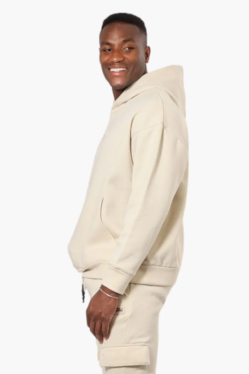 Essentials Solid Drop Shoulder Pullover Hoodie - Cream