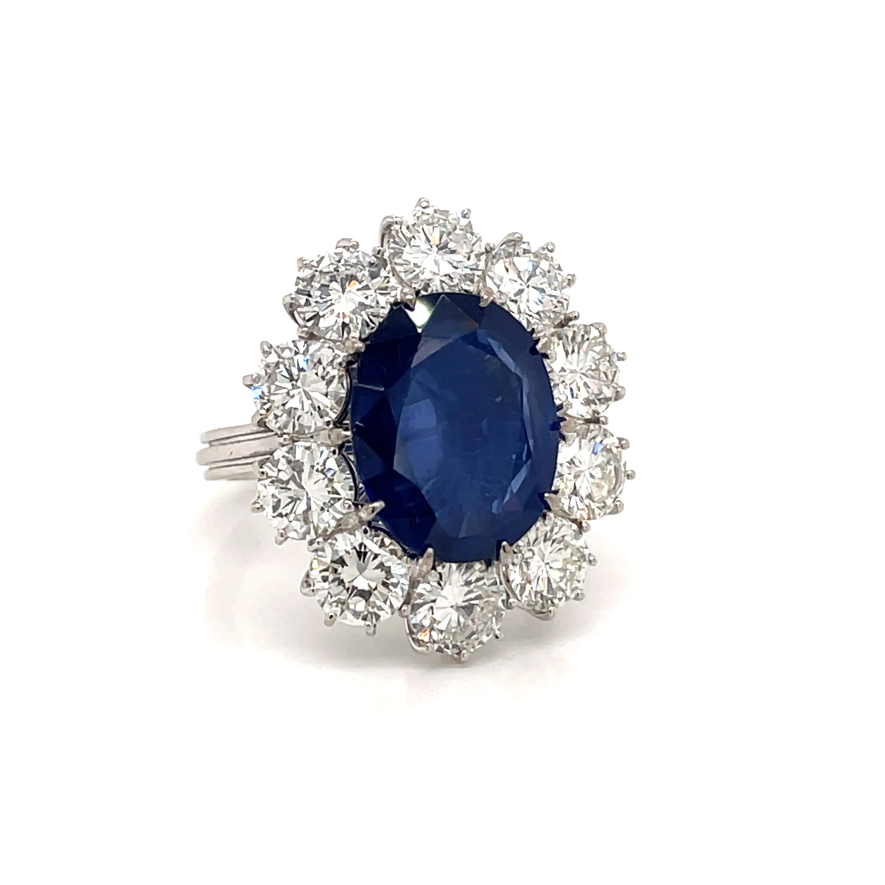 Estate SSEF Certified 8 Carat Unheated Burma Sapphire 5 Ct Diamonds Ring