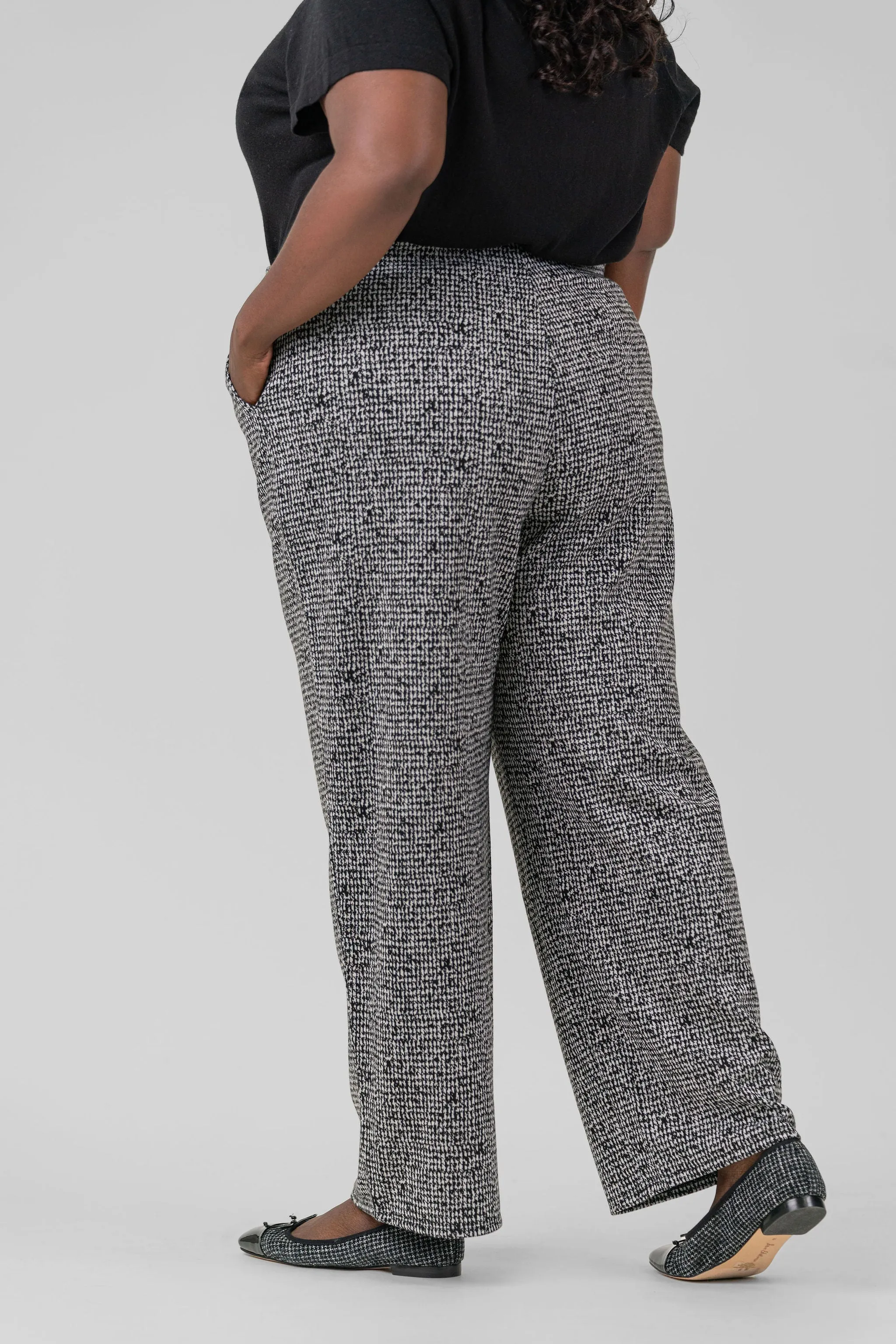 ETCHED TWEED WIDE LEG ANKLE PANT