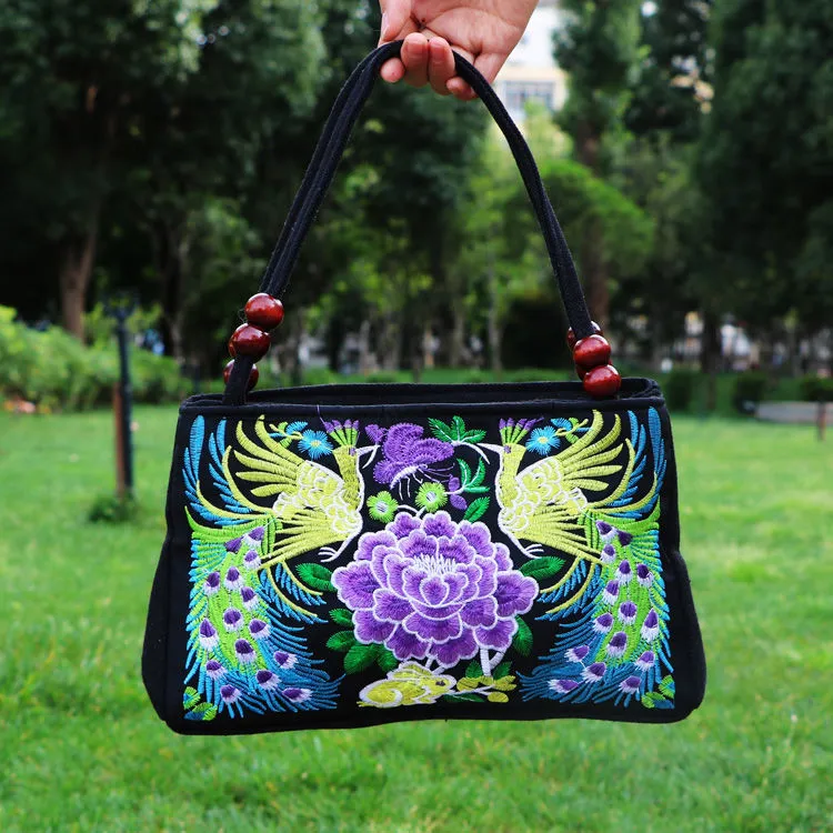 Ethnic Style Bag with Double-sided Embroidery and Canvas Small Bag for Women's Double-layer Handbag Casual Trend Retro