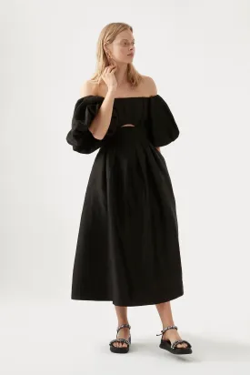 Eugenie Off Shoulder Midi Black