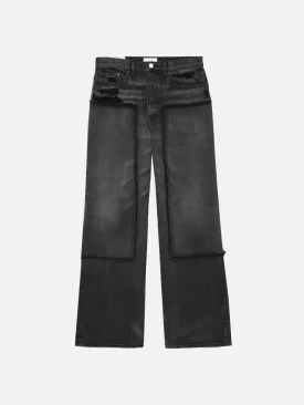 Extra Wide Leg Jean Patched -- McAllen Dark