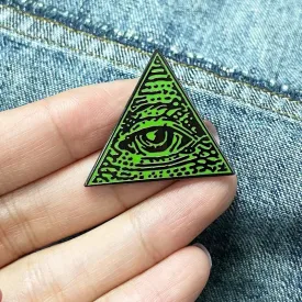 Eye Of Providence Brooch - Copper Triangle Shape With Green Color