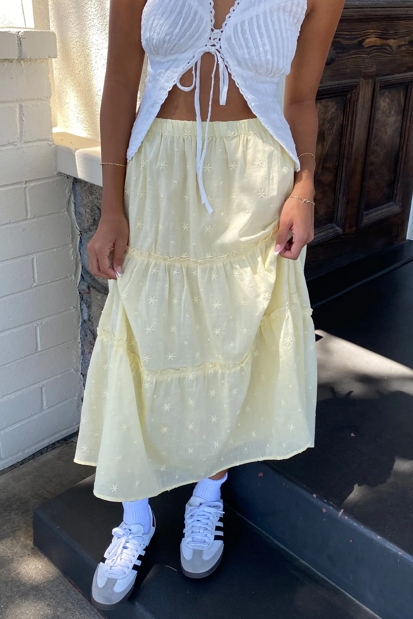 Eyelet Midi Skirt