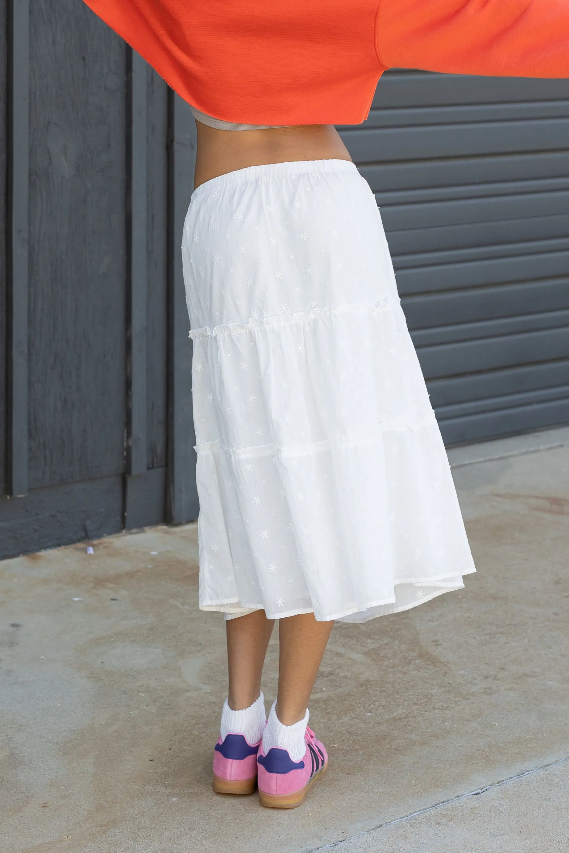 Eyelet Midi Skirt