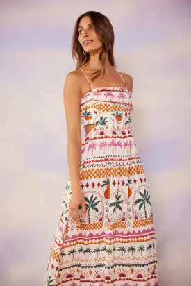 Eyona Strappy Maxi Dress White Palm