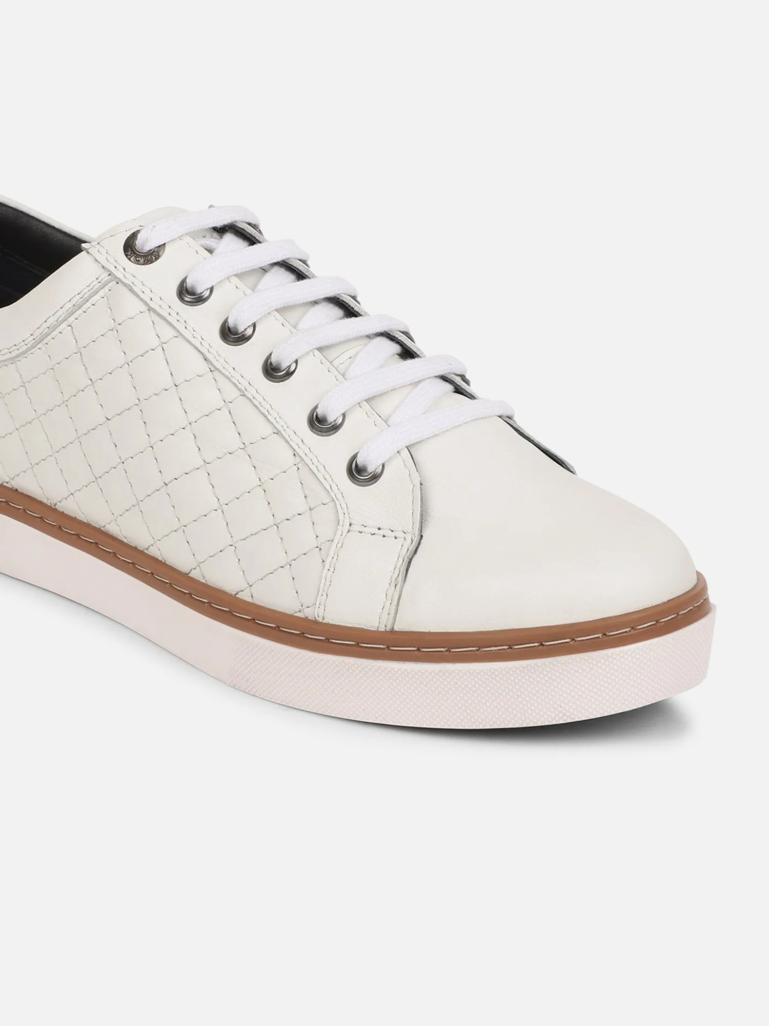 Ezok Men Casual White Leather Sneaker