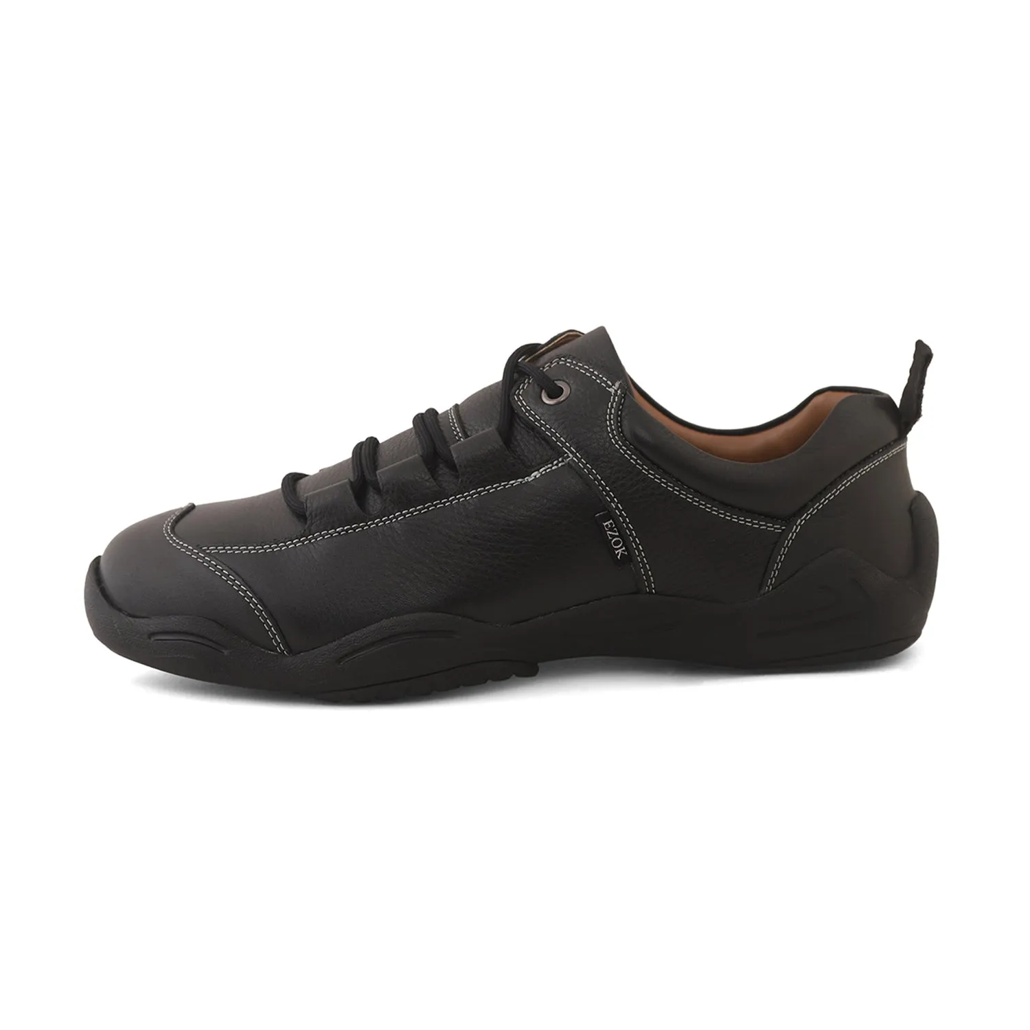 Ezok Mens Casual Black Leather Sneakers