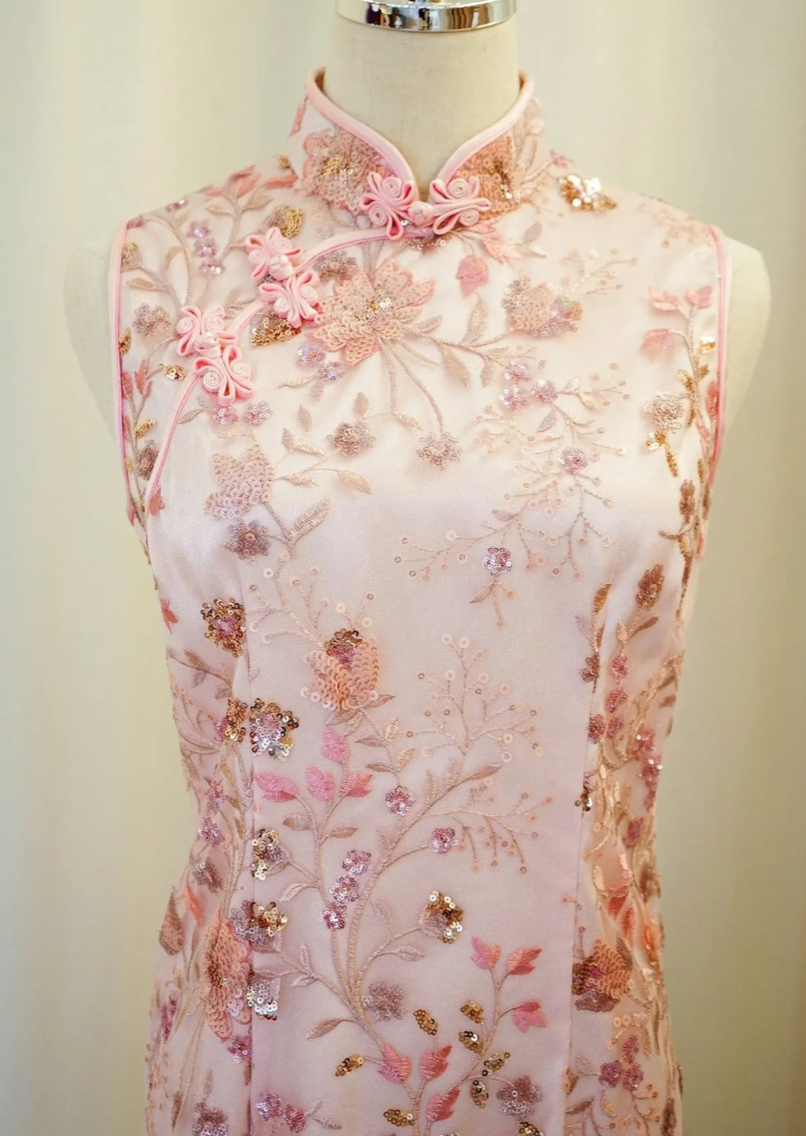 Fairy Bells Sleeveless Qipao (Light Pink)