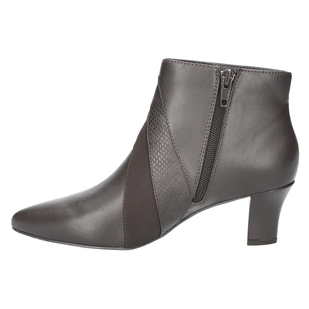 Falcon Croc Embossed Zippered Pointed Toe Booties