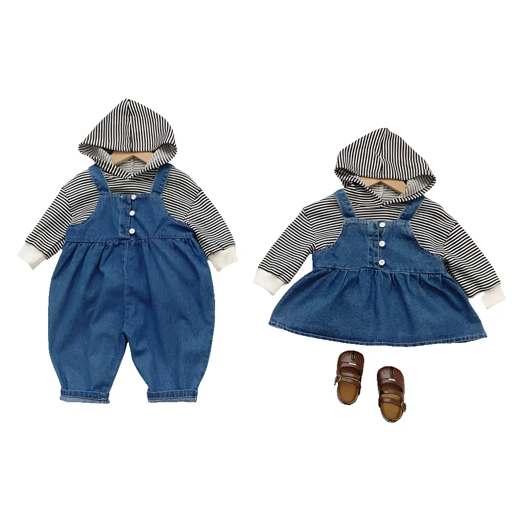 Family Matching Sibling Matching Denim Outfits for Baby Boys Girls