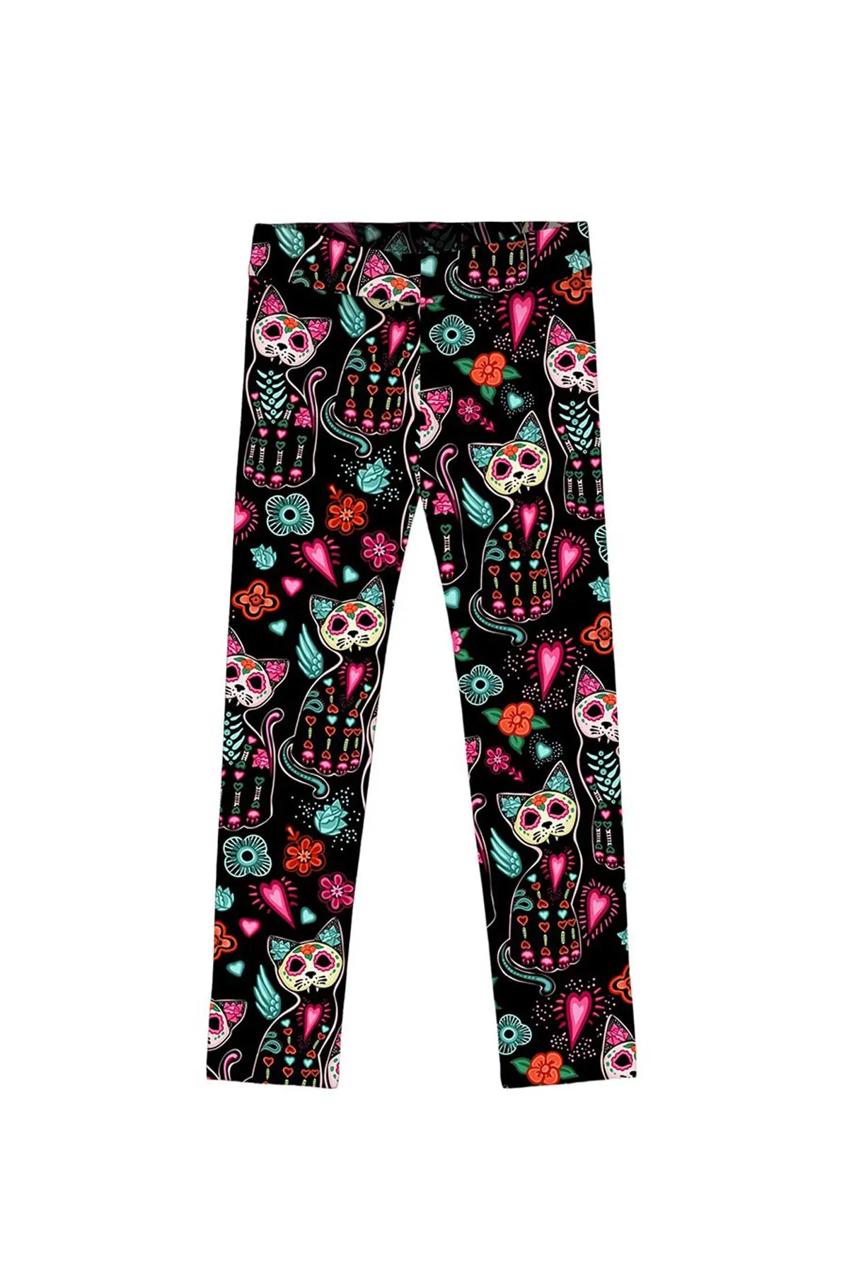 FangTastic Lucy Black Cat Print Cute Halloween Leggings - Kids