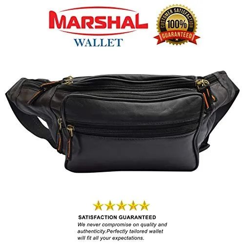 Fanny Pack Outdoor Travel Leather Fanny pack Leather Large Size 7 Pockets Waist Bag.Suitable for Outdoor Mountaineering, Travel, Camping, Cycling, Running, etc.