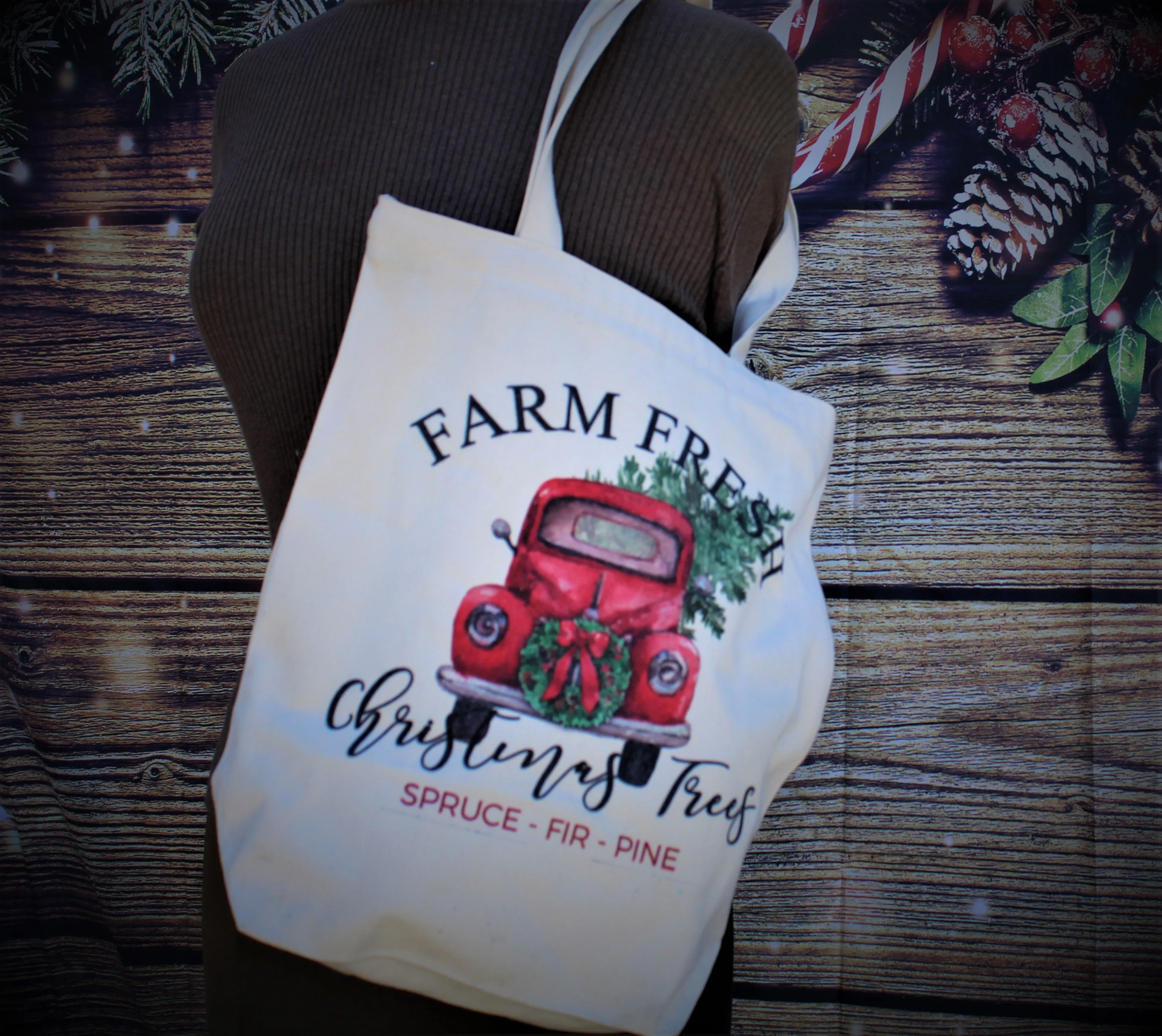 Farm fresh Christmas tote bags