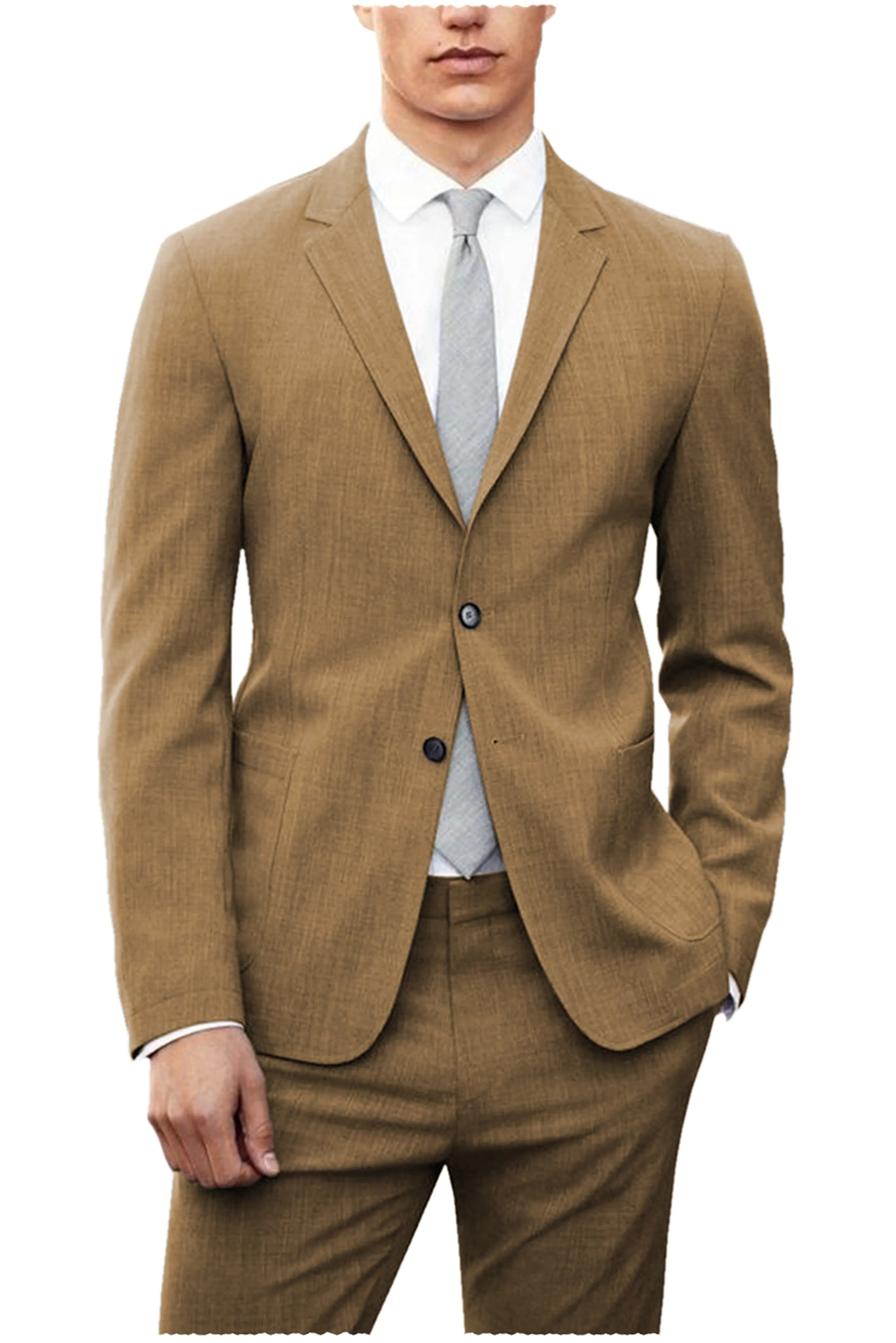 Fashion Casual Double Buttons Notch Lapel Men Suit (Blazer Pants)