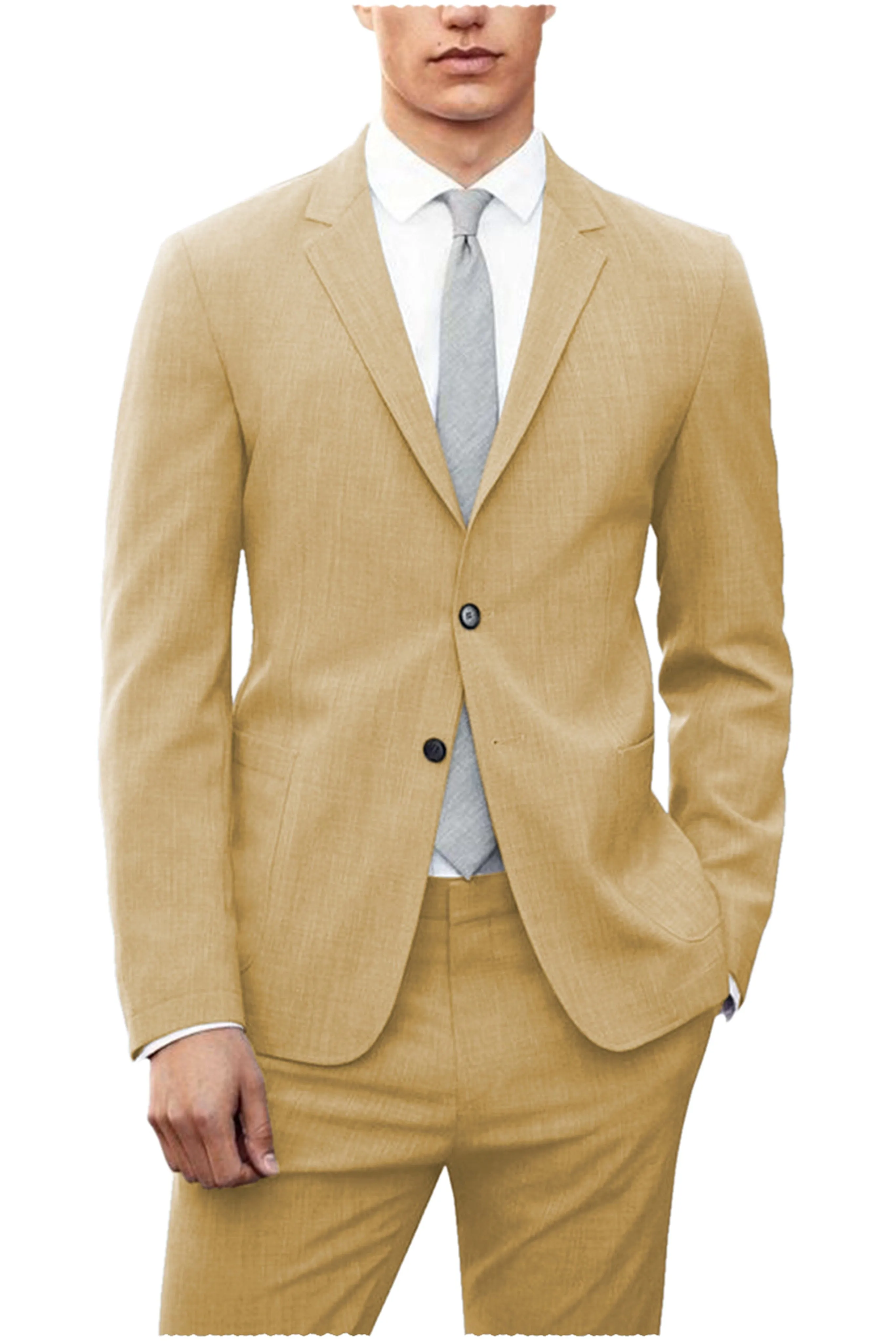 Fashion Casual Double Buttons Notch Lapel Men Suit (Blazer Pants)