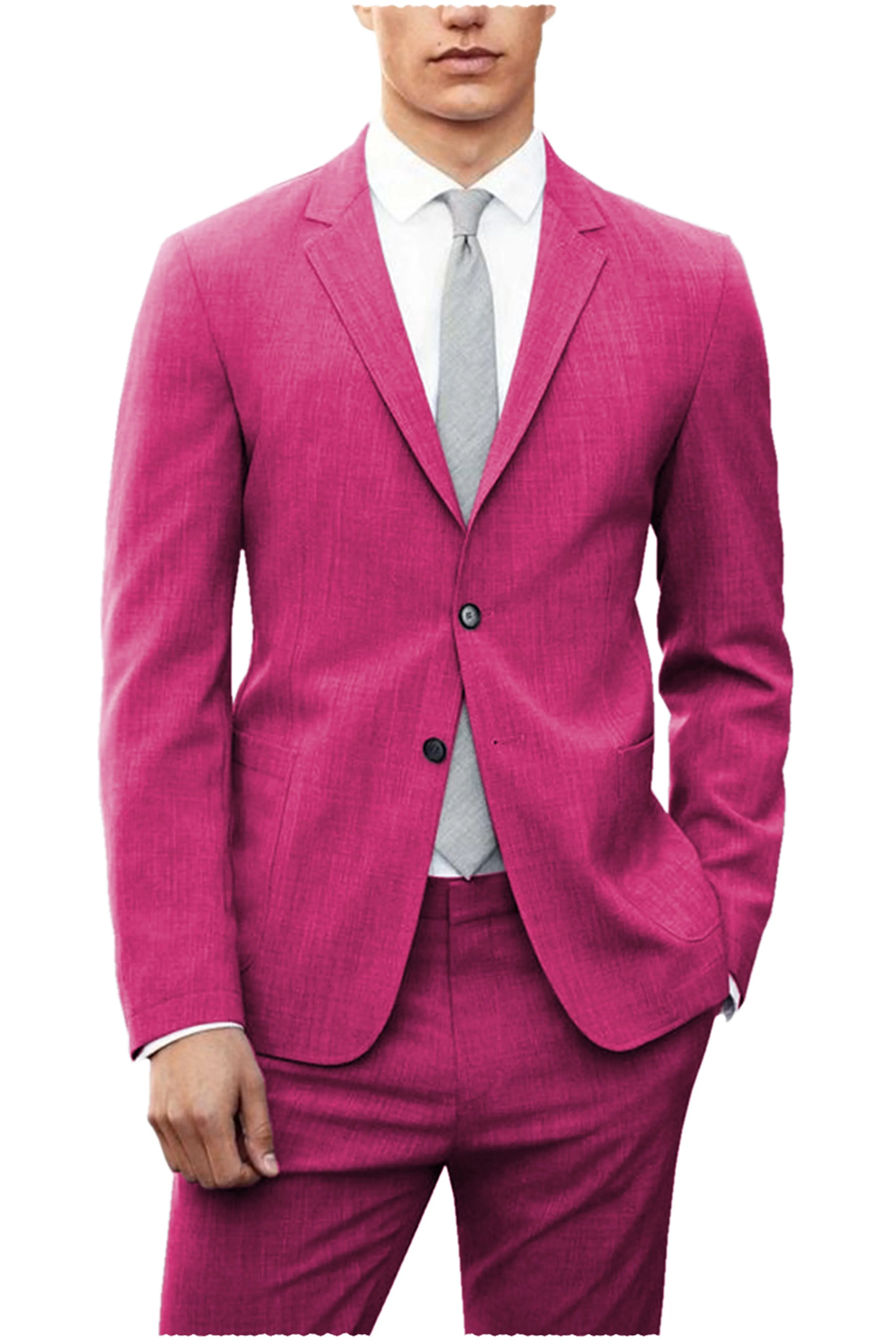 Fashion Casual Double Buttons Notch Lapel Men Suit (Blazer Pants)