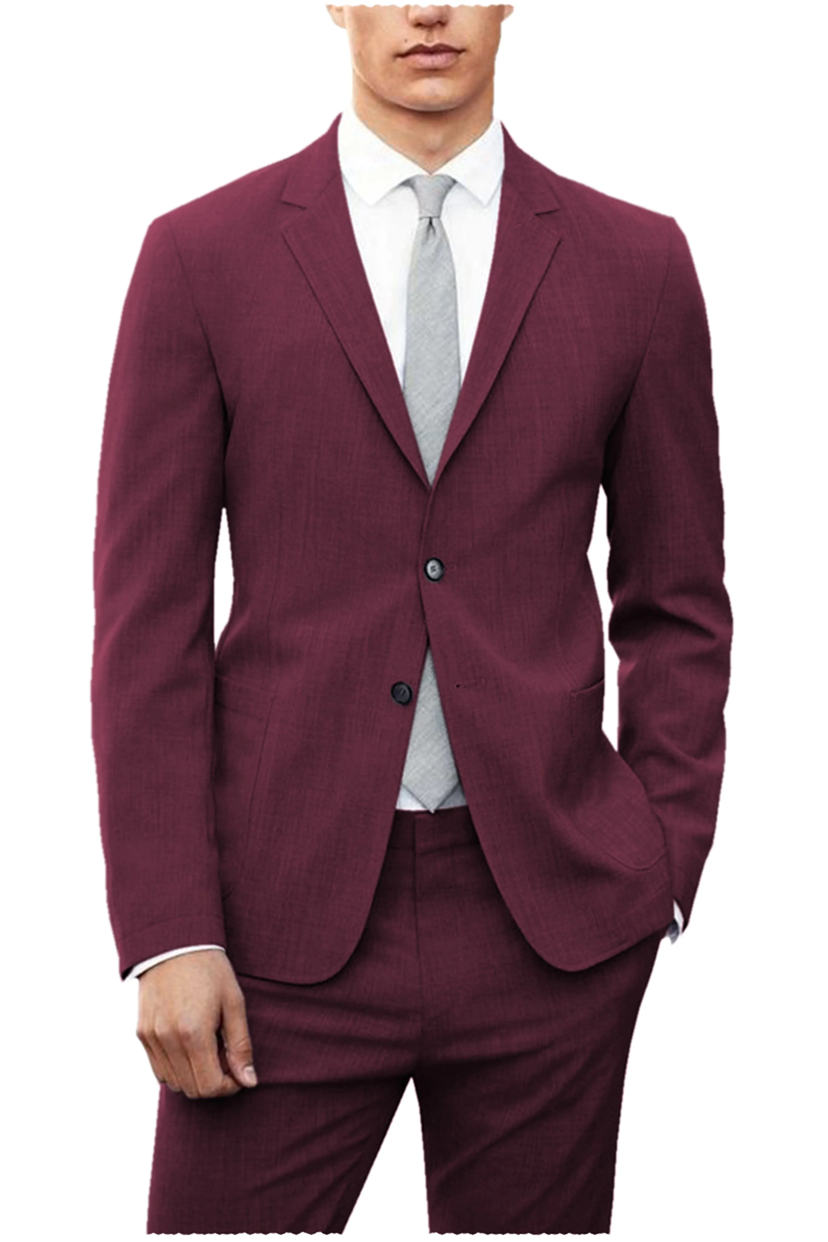 Fashion Casual Double Buttons Notch Lapel Men Suit (Blazer Pants)