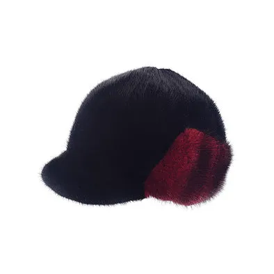 Fashionable and fashionable mink fur ear protection cap for children