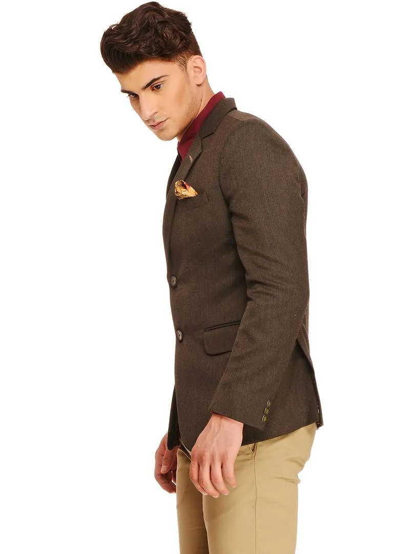 Fashionable Brown Polyviscose Jacket For Men